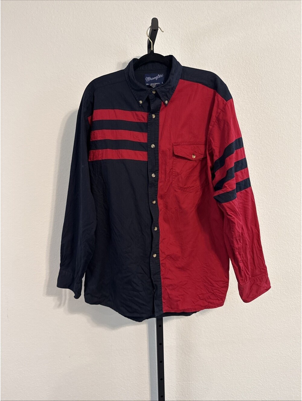 Wrangler Brushpopper Colorblock Red Blue Cowboy Western Rodeo 80s 90s LRG